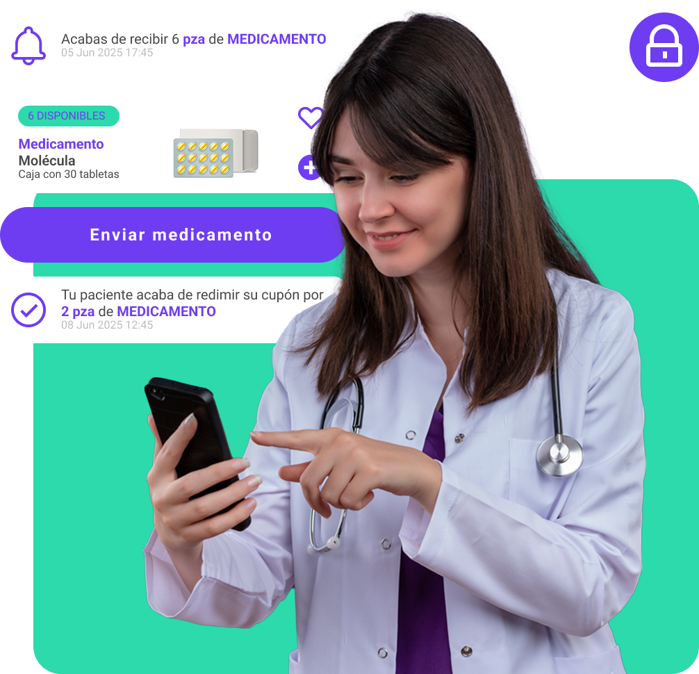 Doctor usando la aplicación móvil